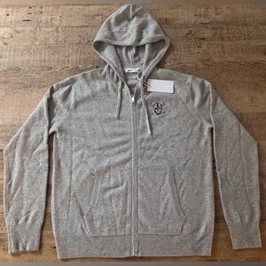 NWT SABLYN Mens Gray Zip-Up Cashmere Hoodie Size Medium with Raiders Logo